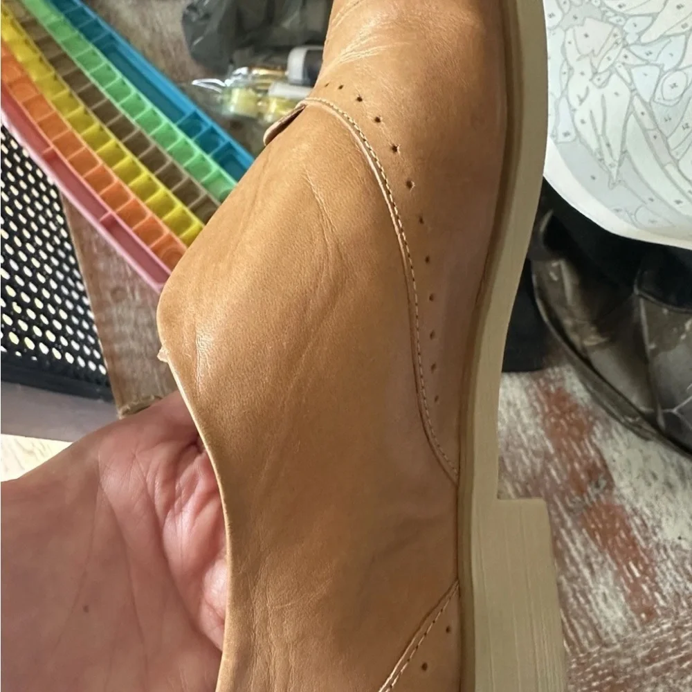 Anthropologie Chelsea Crew Brown Leather slip on oxfords - Picture 6 of 10